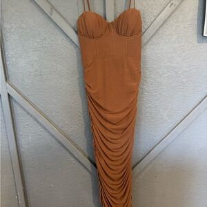 Elegant brown Ruched Dress